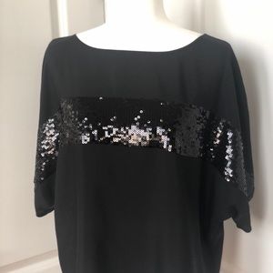 Express black chiffon with sequin top